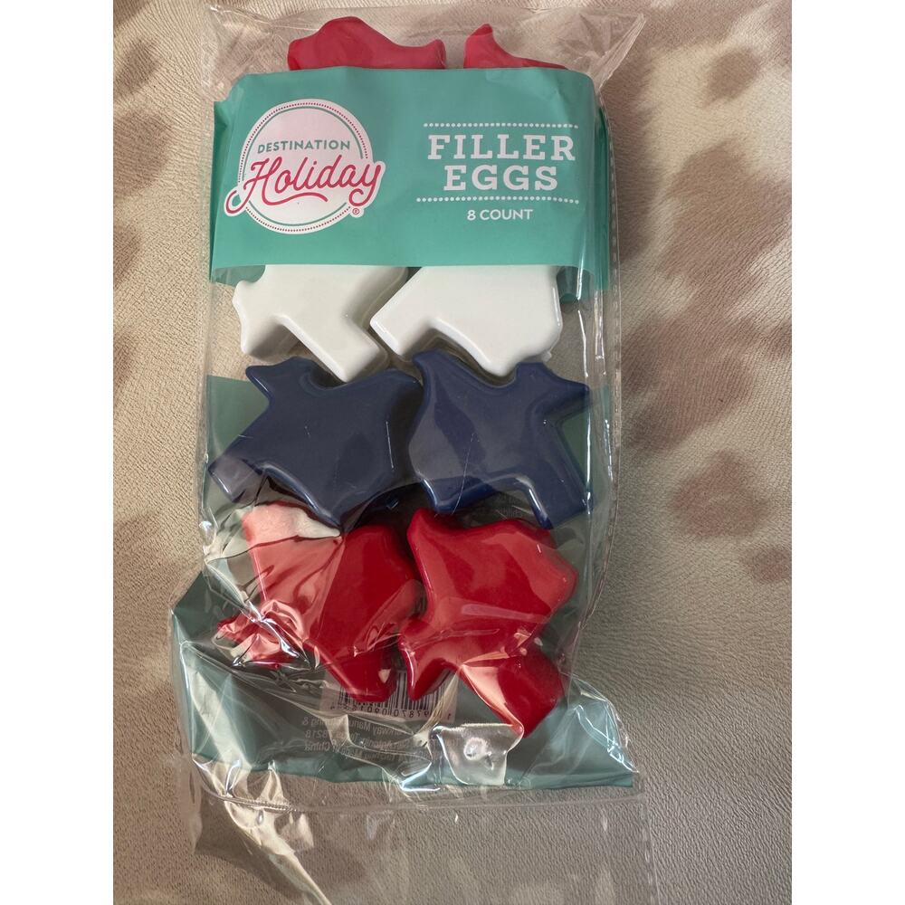 Destination Holiday HEB Texas Shaped Red, White & Blue Filler Eggs (Set of 8)